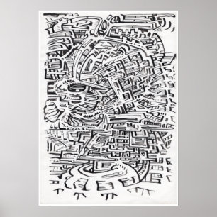 In a Between-place, india ink drawing Poster