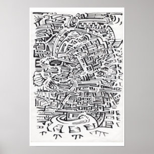 In a Between-place, india ink drawing Poster