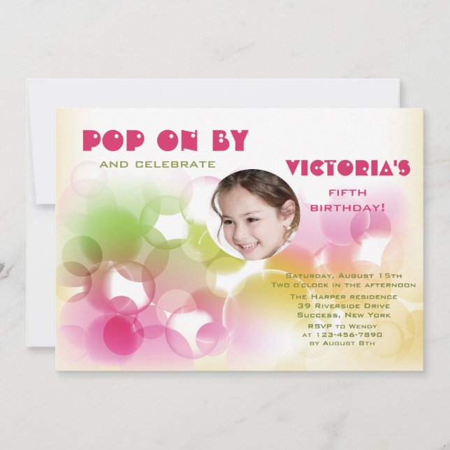 In a Bubble Photo Birthday Invitation (Front)