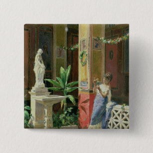 In a Courtyard in Pompeii, 1878 15 Cm Square Badge