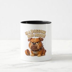 In a doggone bad mood – grumpy cartoon bulldog mug