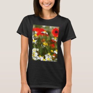 In A Field of Poppies Be A Daisy Acrylic Painting T-Shirt