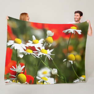 In A Field of Poppies Be A Daisy Fleece Blanket