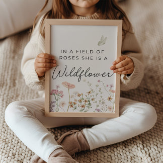 In a Field of Roses Wildflower Nursery Art Floral Poster