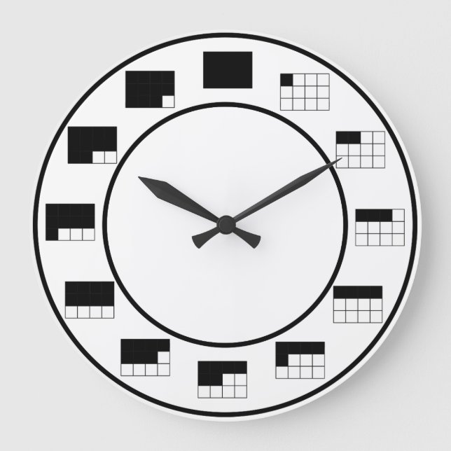 In A Fraction of Time:  by twelths Large Clock (Front)