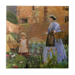In a Garden at Cookham by George John Pinwell Ceramic Tile