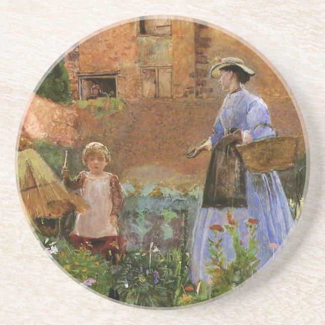 In a Garden at Cookham by George John Pinwell Coaster (Front)