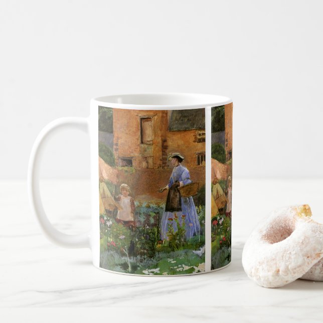 In a Garden at Cookham by George John Pinwell Coffee Mug (With Donut)