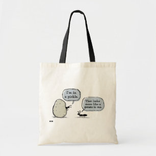 In A Pickle Funny Cartoon Humourous Tote Bag