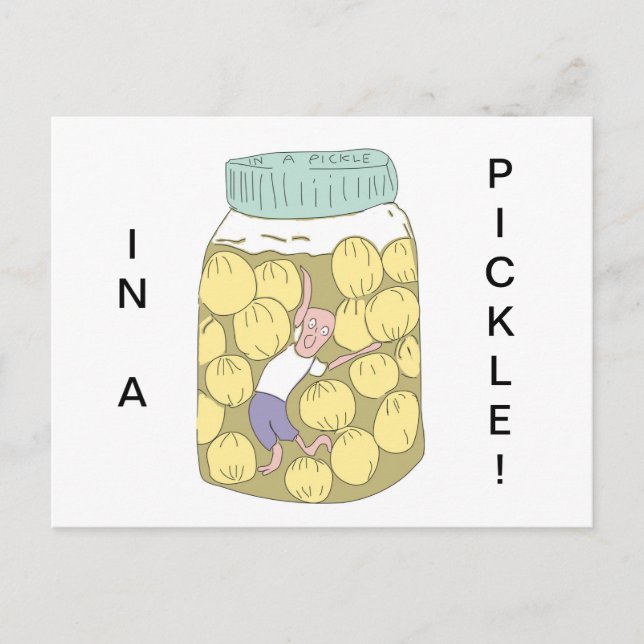 In a pickle post card pickled onion lovers gherkin (Front)