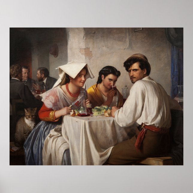 "In a Roman Osteria" - 1886 Carl Heinrich Bloch Ca Poster (Front)