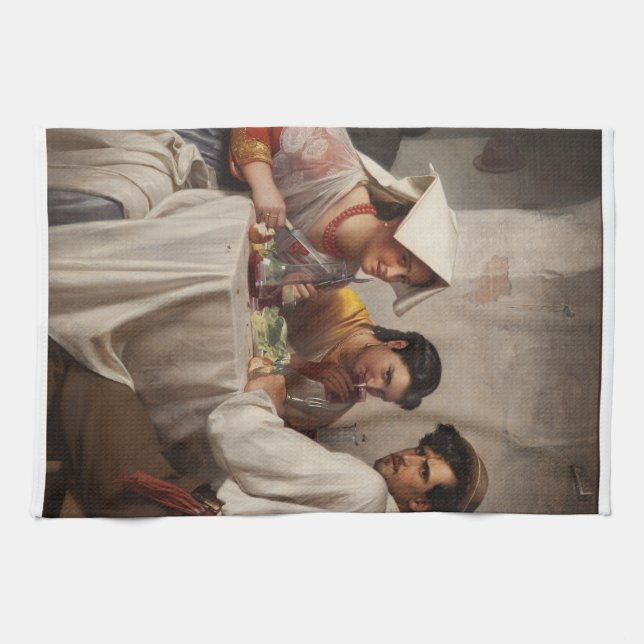"In a Roman Osteria" 1886 Carl Heinrich Bloch Tea Towel (Horizontal)