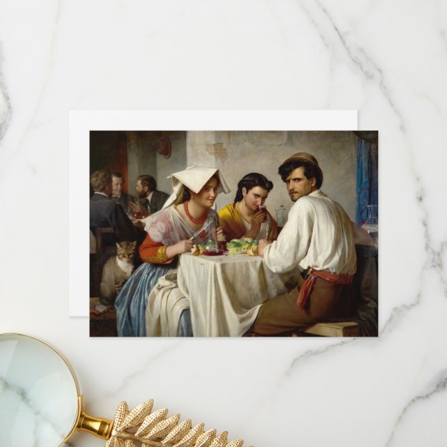 In a Roman Osteria by Carl Bloch Thank You Card (Front/Back In Situ)