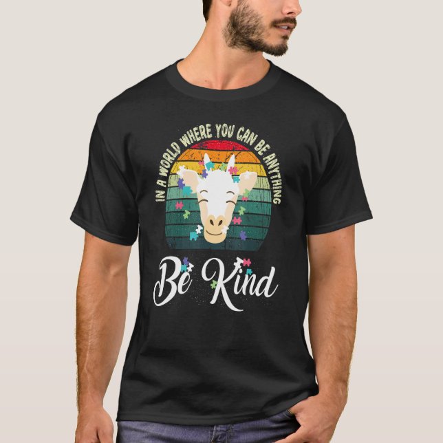 In A World Be Kind Cute Giraffe Autism Awareness T-Shirt (Front)