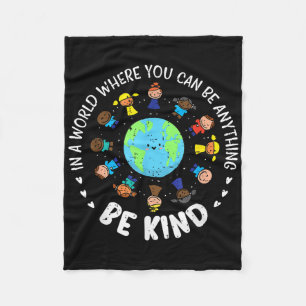 In A World Be Kind Earth Unity Day Orange Teacher  Fleece Blanket