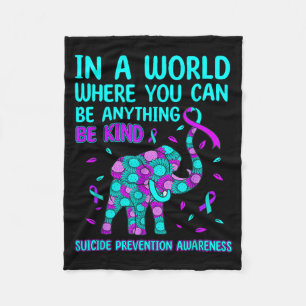 In A World Be Kind Elephant Prevention Awareness Fleece Blanket