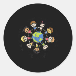 In A World Be Kind Kids Earth Anti Bullying Unity Classic Round Sticker