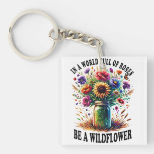 In A World Full Of Roses Be A Wildflower Key Ring