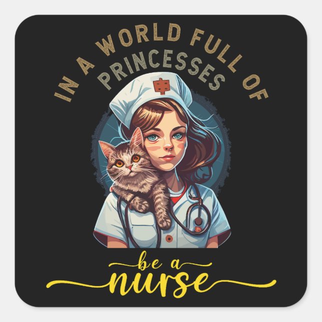 In a world of princesses be a Nurse  Square Sticker (Front)