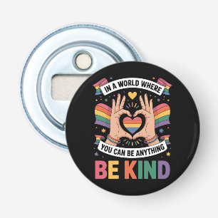 In A World Where You Can Be Anything Be Kind LGBTQ Bottle Opener
