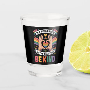 In A World Where You Can Be Anything Be Kind LGBTQ Shot Glass