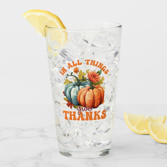 In All Things Give Thanks – Colourful Pumpkin Glass (Front Ice)