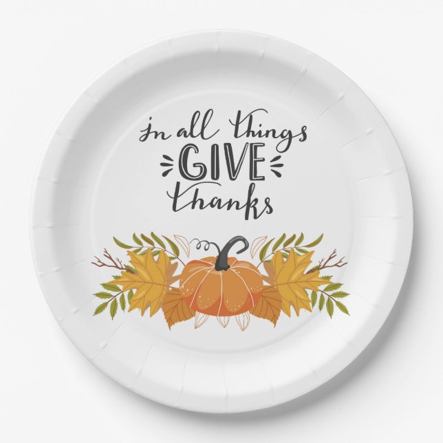 In all things give thanks paper plate (Front)
