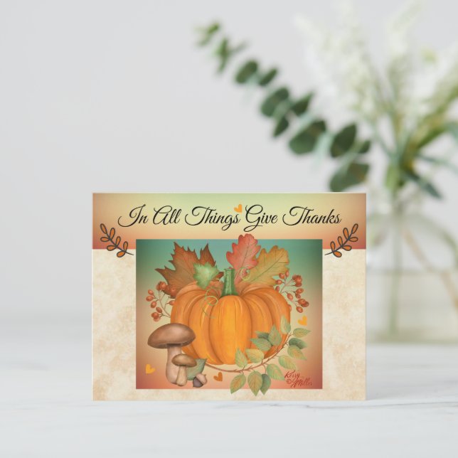 In All Things Give Thanks Postcard (Standing Front)