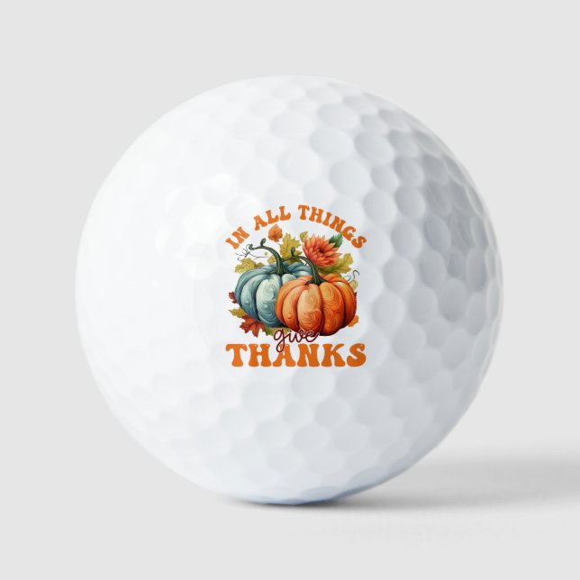In All Things Give Thanks Pumpkin Golf Balls (Front)