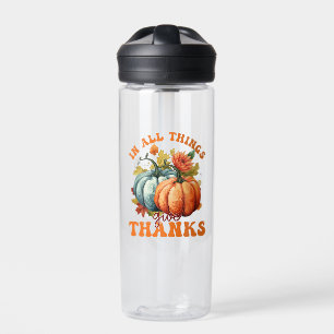 In All Things Give Thanks Pumpkin Water Bottle