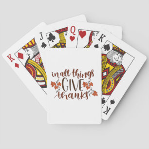 In All Things Give Thanks Thanksgiving Pumpkin Playing Cards