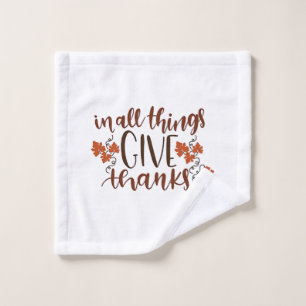 In All Things Give Thanks Thanksgiving Pumpkin Wash Cloth