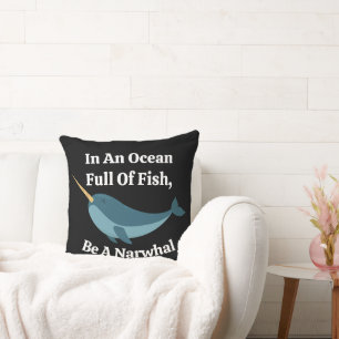 In An Ocean Full Of Fish Typography Throw Pillow