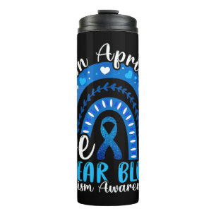 In April We Wear Blue Autism Awareness Leopard Rai Thermal Tumbler