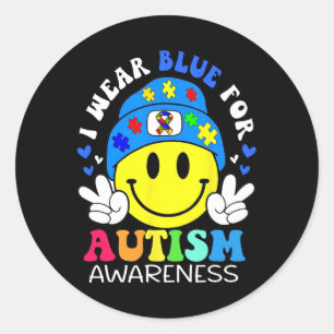 In April We Wear Blue Autism Awareness Men Women K Classic Round Sticker