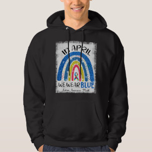 In april we wear blue, autism awareness month ,Cut Hoodie