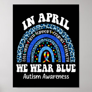 In April We Wear Blue Autism Awareness Month Puzzl Poster
