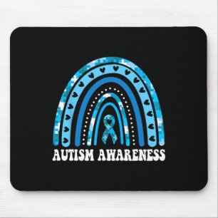 In April We Wear Blue Autism Awareness Month Rainb Mouse Pad