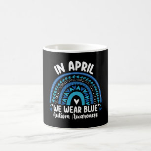 In April We Wear Blue Autism Awareness Rainbow Coffee Mug