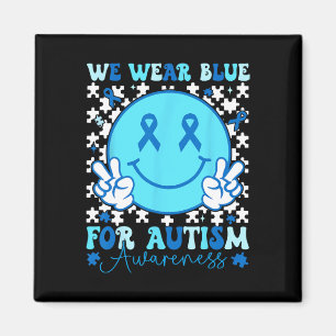 In April We Wear Blue Autism Awareness Ribbon Supp Magnet
