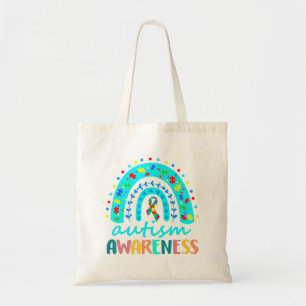 In April We Wear Blue Autism Rainbow Awareness Mon Tote Bag