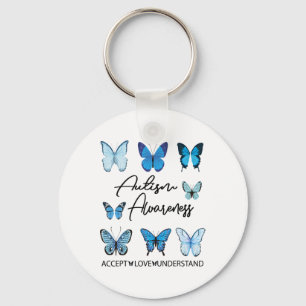 In April We Wear Blue Butterfly Autism Awarenes Ac Key Ring