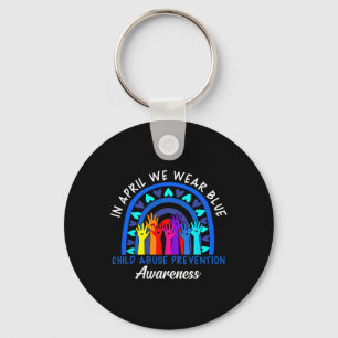 In April We Wear Blue Child Abuse Prevention Aware Key Ring