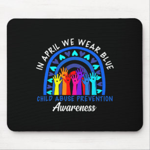 In April We Wear Blue Child Abuse Prevention Aware Mouse Pad