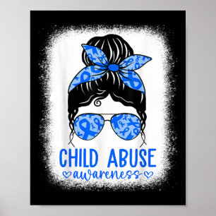In April We Wear Blue Cool Child Abuse Prevention  Poster
