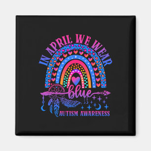 In April We Wear Blue Cute Autism Awareness Kids W Magnet
