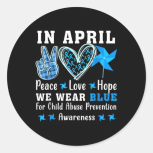 In April We Wear-blue For Child Abuse Prevention P Classic Round Sticker