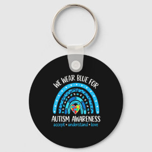 In April We Wear Blue For Women Mom Teacher Autism Key Ring