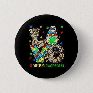 In April We Wear Blue Gnome Leopard Love Autism Aw 6 Cm Round Badge