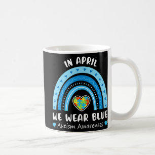 In April We Wear Blue Rainbow Autism Awareness Puz Coffee Mug